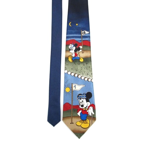 Vintage 90s Disney Men's Tie MICKEY UNLIMITED Mickey Golfing 54x4 - Picture 5 of 10